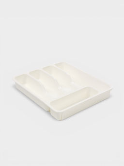Лоток для столовых приборов раздвижной Виолет, 5 секций, пластик, 33×29.5×5.3 см, белый