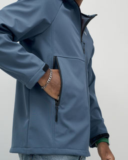Ветровка спортивная мужская с капюшоном softshell синего цвета 9563S - Mtforce фото 13