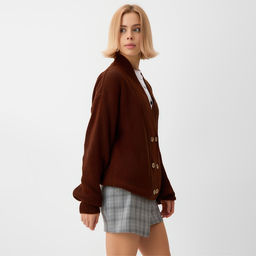 Кардиган на пуговицах женский MINAKU: Casual Collection, цвет шоколад, размер 50