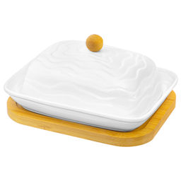 Масленка 16,5*13*8,5 см "Айсберг волны" на деревянной подставке