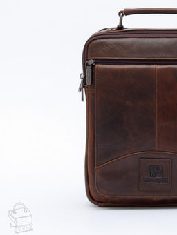 Сумка мужская кожаная 604M brown Fuzhiniao в Новосибирске