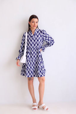 Martichelli Платье зиг-заг бело-синее