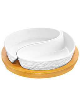 Тарелка под оливки 100 мл 15,5*15,5*3,5 см Инь-Янь тюльпаны на деревянной подставке - Elan gallery фото 3