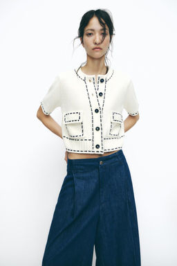 SHORT SLEEVE STITCHED KNIT JACKET - Zara фото 2