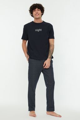 TRENDYOL MAN Lacivert Bask?l? Regular Fit Orme Pijama Tak?m? THMAW21PT0393 - Trendyolmilla фото 20