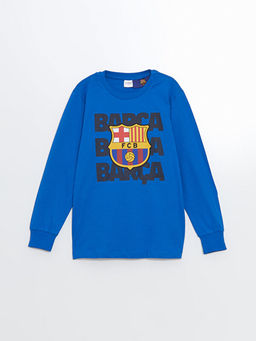 Bisiklet Yaka Barcelona Bask?l? Erkek ?ocuk Pijama Tak?m?