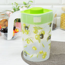 Кувшин 2л с крышкой с декором Fresh олива - Полимербыт фото 5