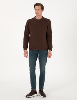 Kahverengi 3 _plik Regular Fit __i Polarl_ Bisiklet Yaka Basic Sweatshirt - Pierre cardin фото 4