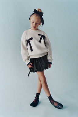 BOW AND SEQUIN SWEATSHIRT - Zara фото 6