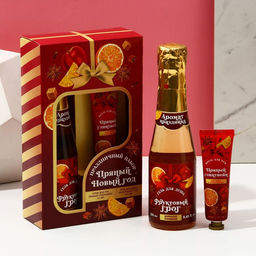 Новогодний подарочный набор косметики Пряный праздник, гель для душа шампанское 250 мл и крем для рук 30 мл, Чистое счастье