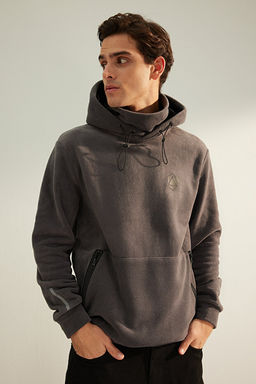Antrasit Oversize/Normal Kesim Bask_l_ Anti-pilling Polar Sweatshirt TMNAW24SW00122