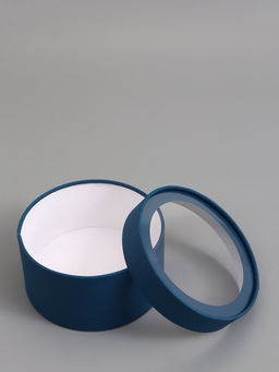 Подарочная коробка круглая, морской, завальцованная с окном, 18×10 см