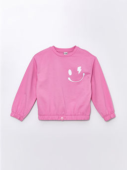 Bisiklet Yaka Uzun Kollu Bask?l? K?z ?ocuk Sweatshirt - Waikiki фото 2