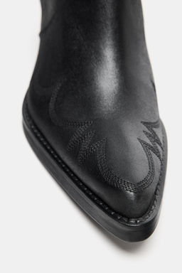 LEATHER COWBOY ANKLE BOOTS WITH TOPSTITCHING - Zara фото 7