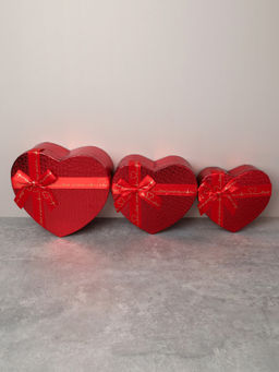 Коробка подарочная Сердце 3 штуки 22х20х9 см / 3405-01 /уп 36/красная - ГалеонТрейд фото 4