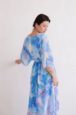 Martichelli Платье голубое с принтом воздушное  фото 6