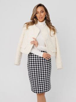 Юбка женская Ю-17 (футер с лайкрой) Бордовая клетка