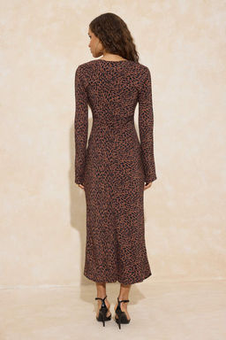 Cok Renkli Animal Baglama Detayl? Midi Dokuma Elbise TWOSS26EL00067