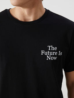 Bisiklet Yaka K?sa Kollu Bask?l? Penye Erkek Ti??rt