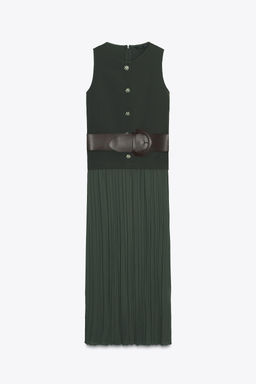 MIDI CONTRAST DRESS WITH BELT - Zara фото 6