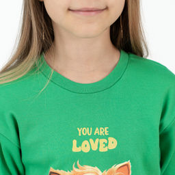 Пижама детская зеленая кошка ПЖ-1818 (152, 80)