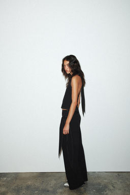 TROUSERS WITH TIE AND TOPSTITCHING - Zara фото 4
