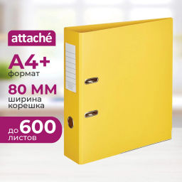 Папка-регистратор Attache Bright colours 80 мм мет.уг.желтый,ПБП2,карм.кор  фото 2
