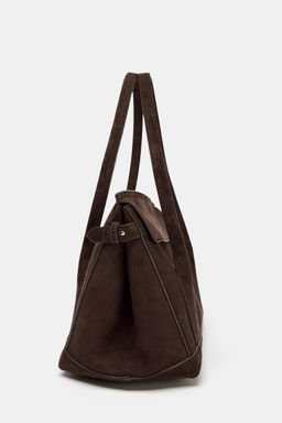 SPLIT SUEDE LEATHER CITY BAG - Zara фото 12