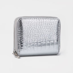 Кошелёк на молнии, цвет серебряный
