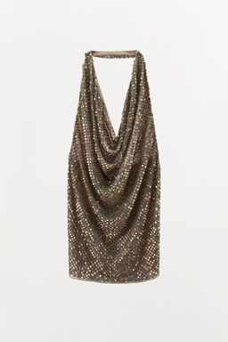 SEQUINNED AND BEADED HALTER DRESS - Zara фото 3