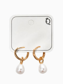 Серьги жемчуг "Бусина на ножке", цвет белый в золоте