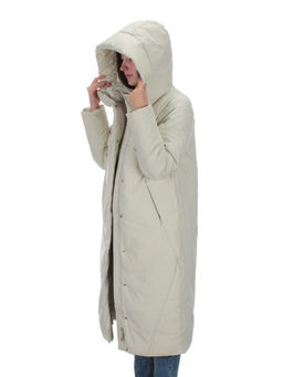 22339 BEIGE Пальто стеганое зимнее женское (200 гр. холлофайбера) - Фабричный китай фото 10