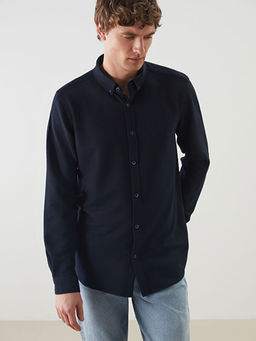 Slim Fit Uzun Kollu Erkek Dokulu G?mlek