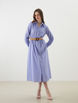 ?izgili Poplin Kad?n G?mlek Elbise