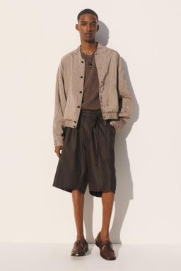 CAZADORA BOMBER CROPPED FIT RAYAS VISCOSA - CUPRO / rayas