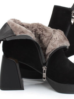 04-M3-837 BLACK Ботильоны зимние женские (натуральная замша, натуральный мех)