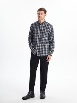 Regular Fit Uzun Kollu Ekose Gabardin Erkek G?mlek