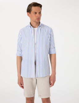Lacivert Regular Fit _izgili Uzun Kollu G_mlek