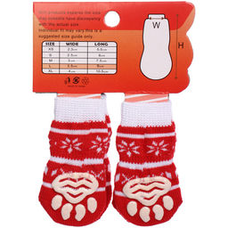 Цена за 5 шт. Носочки для животных "LAPUSIK", принт олененок, цвет красный, размер l, 3,5см