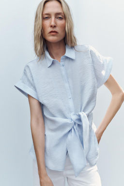SHORT SLEEVE SHIRT WITH KNOT - Zara фото 2