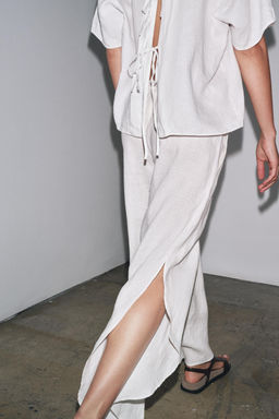 ZW COLLECTION LINEN TROUSERS WITH VENTS - Zara фото 6