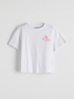 Bisiklet Yaka ?i?ekli K?z ?ocuk Ti??rt ve ?ort