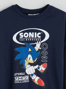 Bisiklet Yaka Sonic Bask?l? Erkek ?ocuk Ti??rt