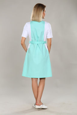 Халат женский 127 CVC/трикотаж. Цвет: белый и светло-бирюзовый - Стильб фото 2