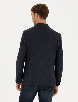 Lacivert Slim Fit Y_n Kar___ml_ Ceket