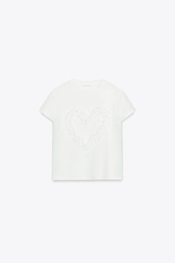 T-SHIRT WITH TEXTURED HEART - Zara фото 5