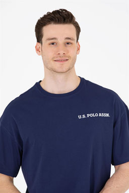 Футболка мужская U.S. Polo Assn оверсайз темно-синяя из хлопка