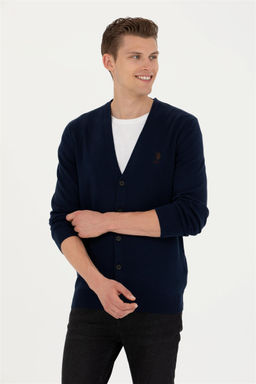 Мужской темно-синий базовый трикотажный кардиган - U.s. polo assn фото 8