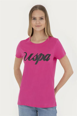 Женская футболка цвета фуксии с круглым вырезом