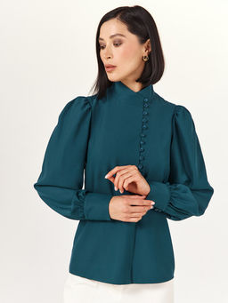 Блуза-косоворотка много пуговиц OD-55O-13 морская волна - Tantino фото 7